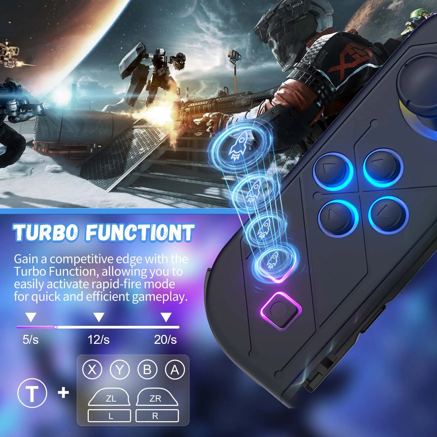 🎮 Wireless RGB Gamepad Controller για Nintendo Switch / Switch Lite / Switch OLED / PC | Με Turbo Function, 6-Axis Gyro & Dual Vibration | Lapezei Joy Pad