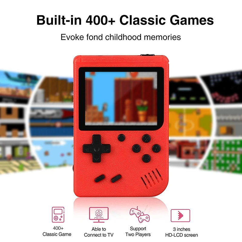 Retro Mini Console 🎮 | 8-Bit Handheld 🕹️ | 400 Built-in Games 💾 | AV Out 📺 | Gameboy Style 🔄
