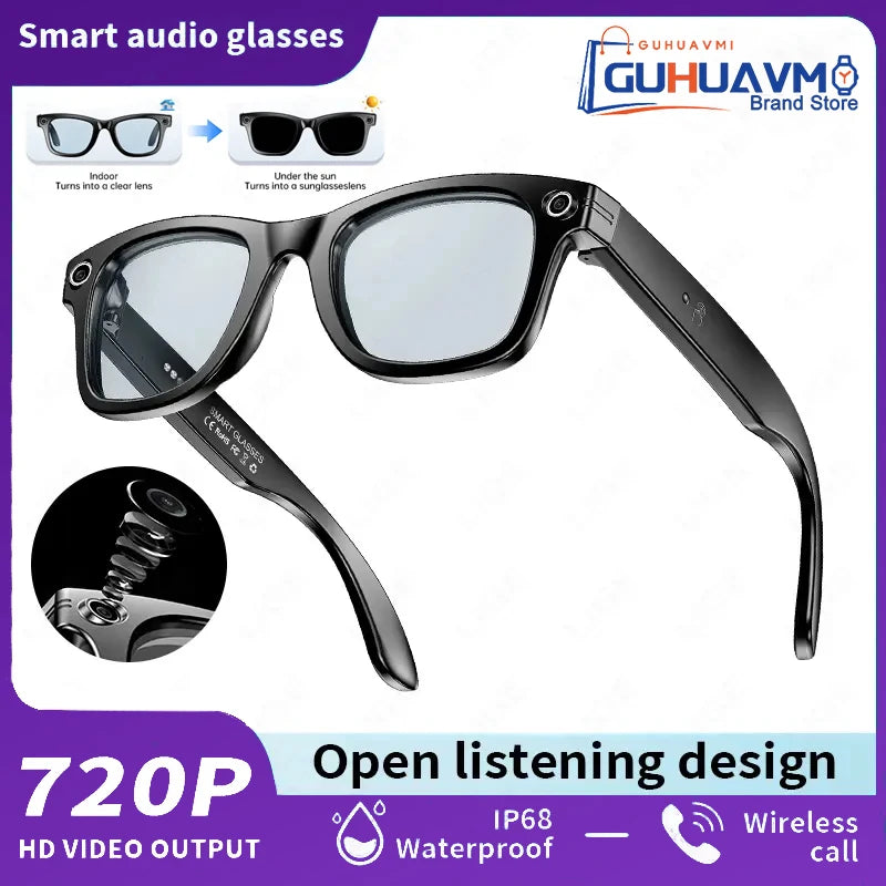 GUHUAVMI W610 AI Smart Glasses - Smart Glasses with 8MP Camera, AI Translation, Bluetooth Calls & Music