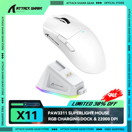 🎮🦈 ATTACK SHARK X11 Wireless Gaming Mouse – 22.000 DPI, 3 Modes, Magnetic Dock & Ultra-Light 63g ⚡ Ποντίκι Gaming Υψηλής Απόδοσης – Χωρίς Όρια, Μόνο Αντίδραση!