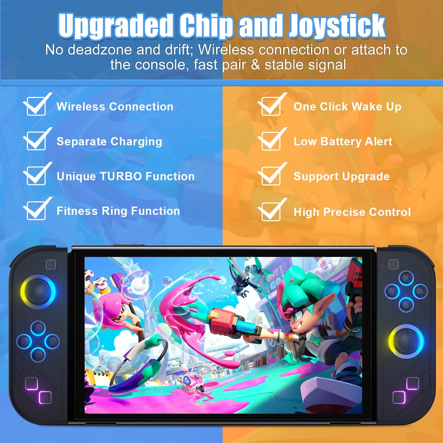 🎮 Wireless RGB Gamepad Controller για Nintendo Switch / Switch Lite / Switch OLED / PC | Με Turbo Function, 6-Axis Gyro & Dual Vibration | Lapezei Joy Pad