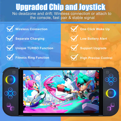 🎮 Wireless RGB Gamepad Controller για Nintendo Switch / Switch Lite / Switch OLED / PC | Με Turbo Function, 6-Axis Gyro & Dual Vibration | Lapezei Joy Pad