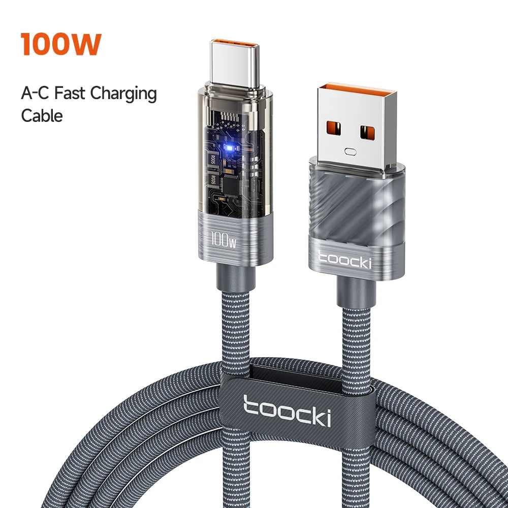 ⚡🔌 Toocki 100W USB Type-C Cable – Αυτόματη Απενεργοποίηση & LED Indicator