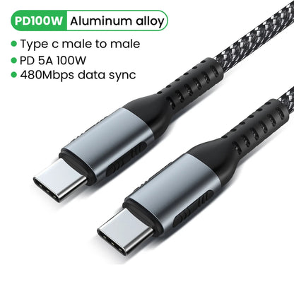 USB-C σε USB-C Καλώδιο Φόρτισης PD 100W (5A) – Ultra Fast Charge για Laptop & Smartphone