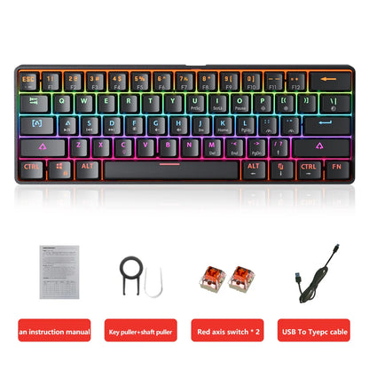 ⌨️ MUCAI MK61 Mechanical Gaming Keyboard 60% • 61 Keys • Red Switches • Hot-Swap • RGB • Detachable Cable • FPS Optimized