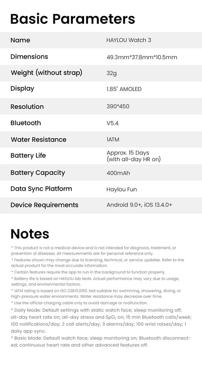 HAYLOU Watch 3 AMOLED Smartwatch με Voice Calling