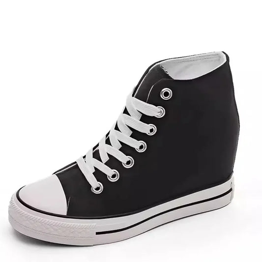 👟✨ Γυναικεία Casual Canvas Παπούτσια με Κρυφό Τακούνι & Πλατφόρμα 8cm ✨👟