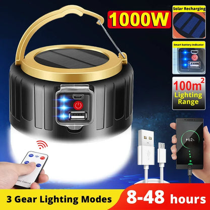 🏕️🔦 Φορητό Φως Camping με Power Bank & LED – Αδιάβροχο, Επαναφορτιζόμενο με Solar + USB 🌞⚡