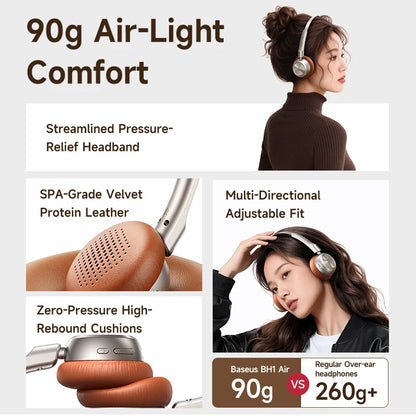 Baseus BH1 Air Wireless Headphones με Bluetooth 6.0, ENC Noise Cancellation & 80h Αυτονομία