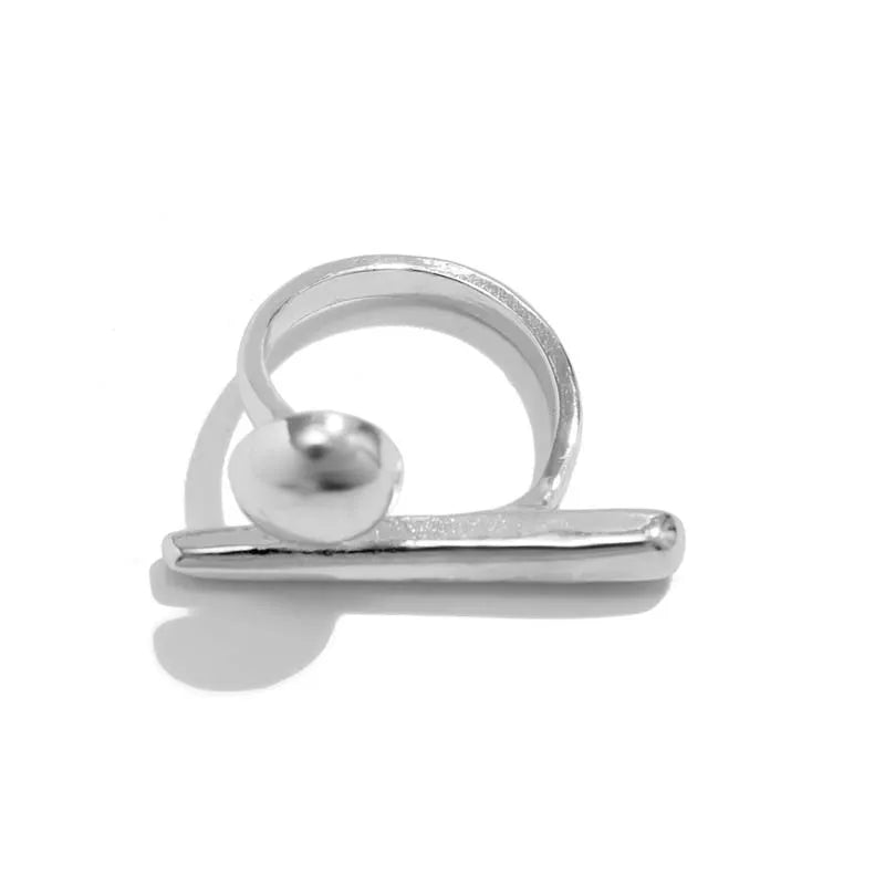 💫 Creative Irregular Geometric Ball Open Ring – Ρυθμιζόμενο Unisex Δαχτυλίδι με Μοντέρνο Punk Στυλ | Gold Color Line Design