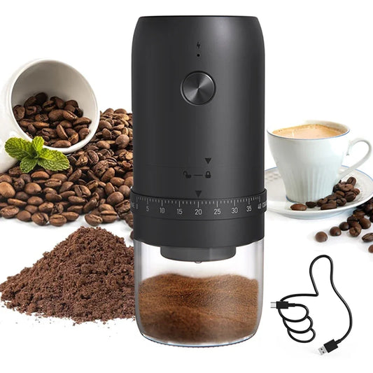 ☕⚡ Φορητός Ηλεκτρικός Μύλος Καφέ USB – 40 Επίπεδα Άλεσης & Επαναφορτιζόμενος ⚡☕