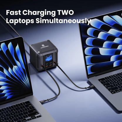 ⚡ ASOMETECH 300W GaN Charging Station – Πολυφορτιστής με LED Display & Retractable Type-C Καλώδια