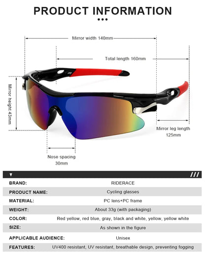😎 RIDERACE Ανδρικά Αθλητικά Γυαλιά Ηλίου – UV400, Αντιχαρακτικά & Αντιανεμικά για Ποδηλασία 🚴‍♂️✨