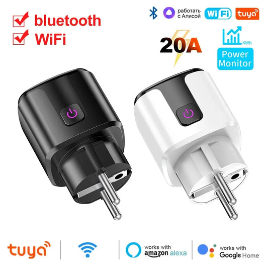 Tuya Smart EU Plug 🔌 | WiFi+BT 20A ⚡ | Power Monitor 📊 | Timer ⏱️ • Child Lock 🔒 | Alexa & Google ✅