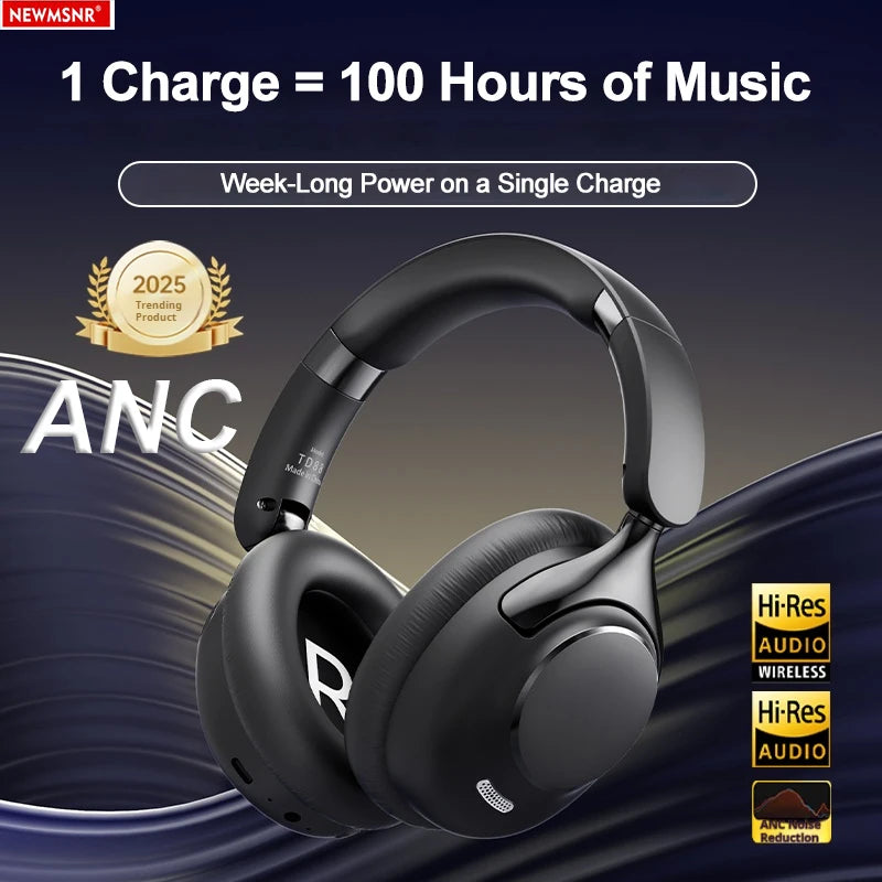 🎧 ANC Noise Reduction Bluetooth 5.4 Headphones – 100 Ώρες Αναπαραγωγή, 360° Ήχος & Ενσωματωμένο Μικρόφωνο | Ασύρματα & Ενσύρματα Over-Ear Ακουστικά