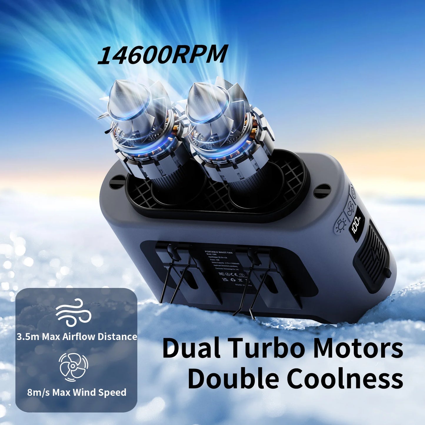 🌀 Socool 14500mAh Φορητός Ανεμιστήρας Μέσης – Διπλό Turbo, LED, Power Bank & 5 σε 1 Λειτουργίες Το απόλυτο gadget για να μείνεις δροσερός σε κάθε περίσταση! 🌞💨
