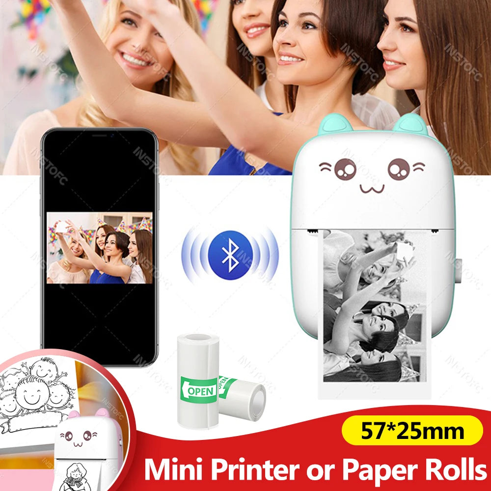 🖨️ 58mm Photo Label Mini Thermal Printer – Φορητός Εκτυπωτής Αυτοκόλλητων & Ετικετών μέσω Bluetooth