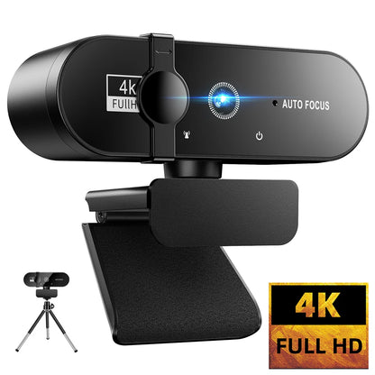 🎥💻 4K/2K/1080P USB Webcam – Με Autofocus, Μικρόφωνο & 360° Περιστροφή 🔊✨