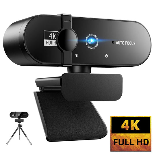 🎥💻 4K/2K/1080P USB Webcam – Με Autofocus, Μικρόφωνο & 360° Περιστροφή 🔊✨