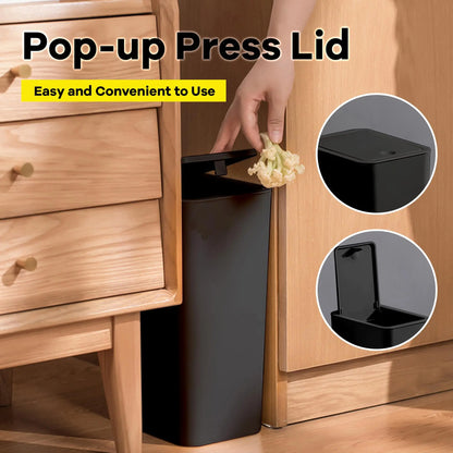 🗑️✨ Bathroom Trash Can 10L με Press Top Lid – Slim & Modern Design