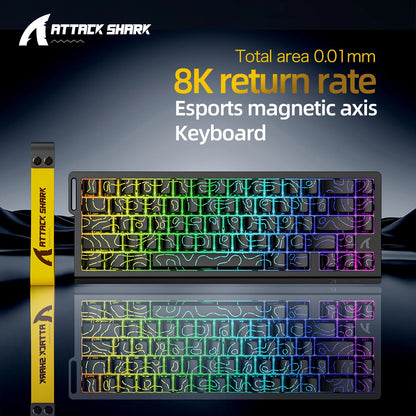 ⌨️⚡ ATTACK SHARK X68HE – Ενσύρματο Μαγνητικό Gaming Keyboard με 0.01mm Rapid Trigger, 8000Hz Polling Rate & RGB 16.8M 🎮✨