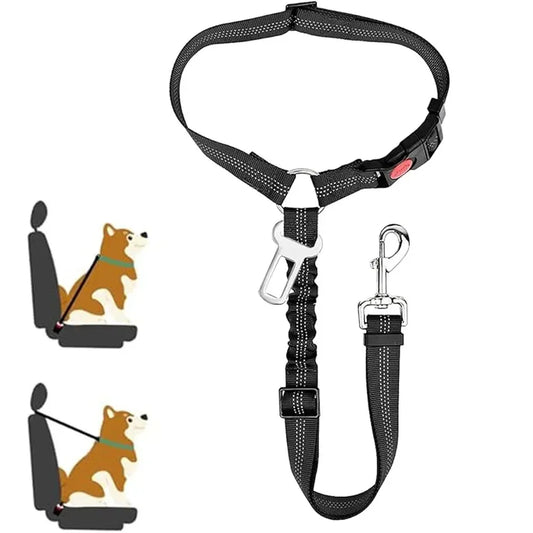 🚗🐶 2-in-1 Dog Car Seatbelt – Ρυθμιζόμενη Ζώνη Ασφαλείας με Κλιπ & Δέσιμο στο Προσκέφαλο ✨🛡️ Οδήγηση με ασφάλεια και ηρεμία – για μικρούς & μεγάλους σκύλους!