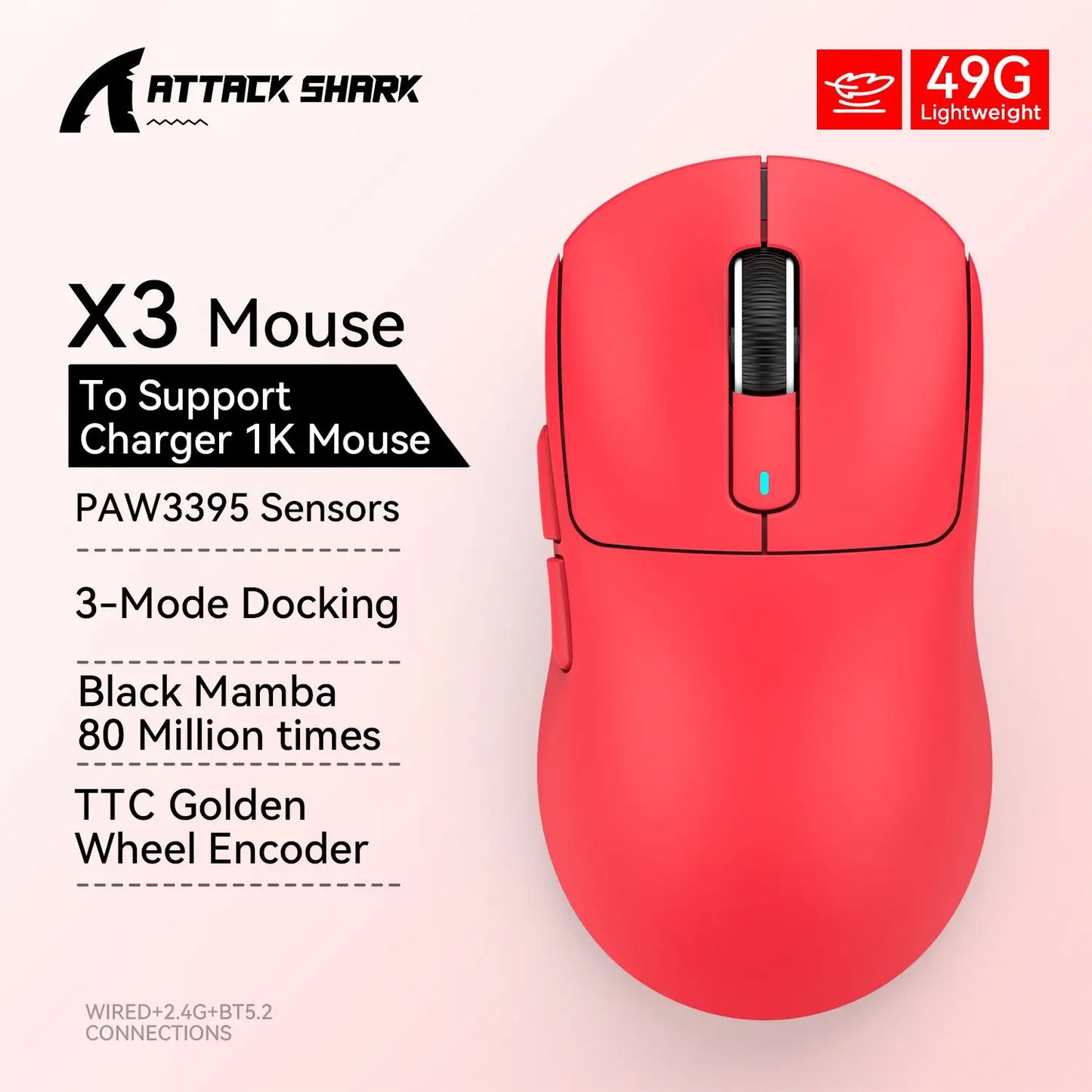 🦈⚡ Attack Shark X3 / X3 Pro – Ultra-Light Gaming Mouse με PAW3395 & Tri-Mode