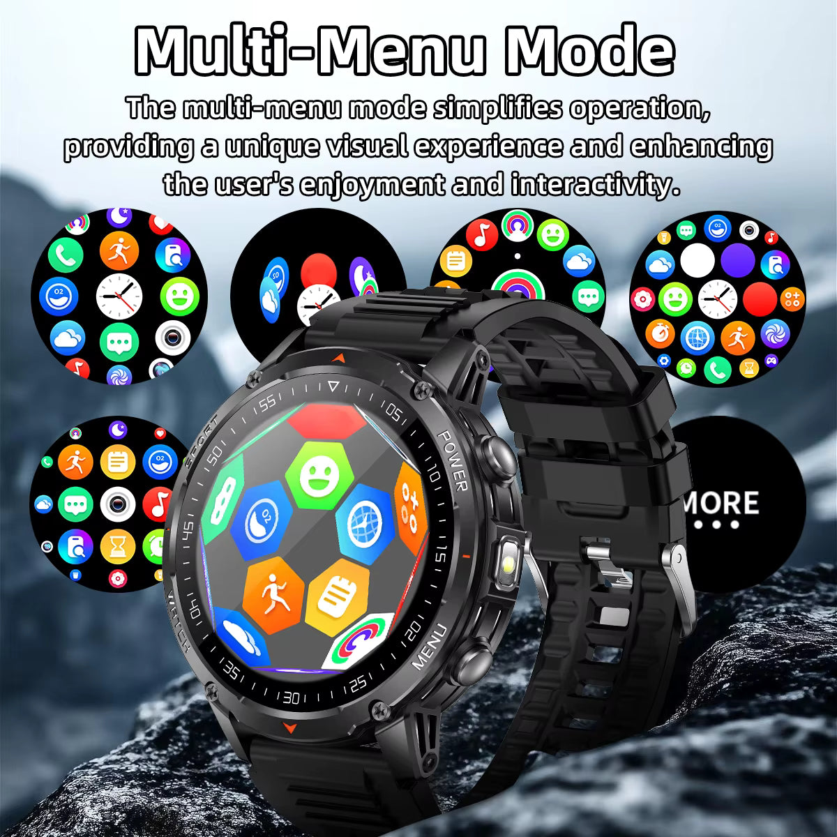 Military Smartwatch με 1400mAh Μπαταρία & Bluetooth Calling