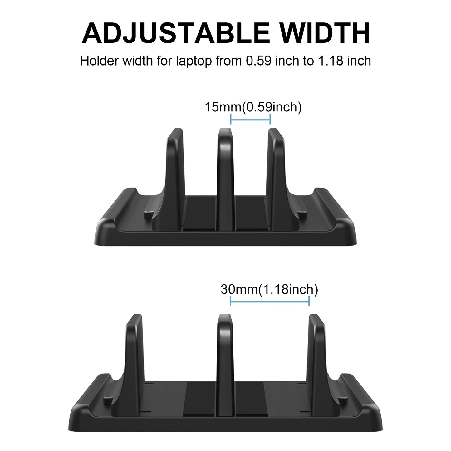 💻📐 Vertical Laptop Stand – Διπλή Κάθετη Βάση Laptop & Tablet με Ρυθμιζόμενο Πλάτος 🎯