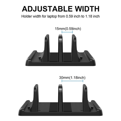 💻📐 Vertical Laptop Stand – Διπλή Κάθετη Βάση Laptop & Tablet με Ρυθμιζόμενο Πλάτος 🎯