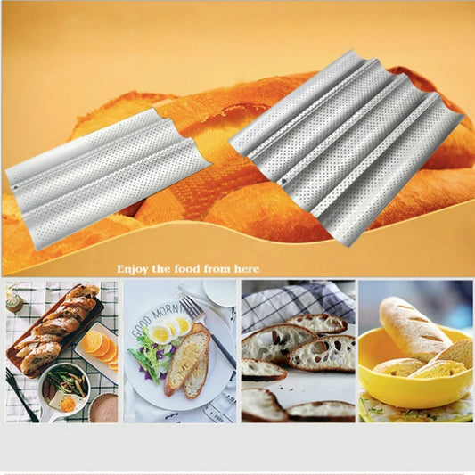 🥖 Αντικολλητική Φόρμα Baguette – 2/3/4 Θέσεων | Δίσκος Ανοξείδωτου Χάλυβα για Γαλλικό Ψωμί & Λοιπά Αρτοσκευάσματα