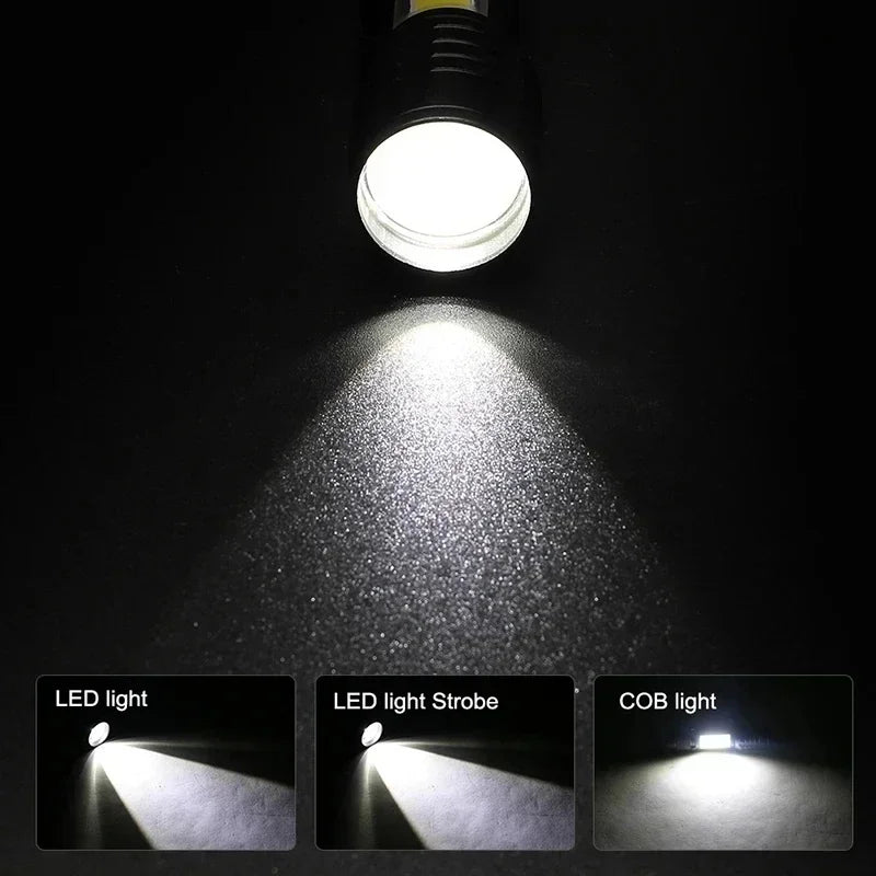 🔦 Mini LED Επαναφορτιζόμενος Φακός – COB+XPE | Zoomable Torch, 3 Modes, Ιδανικός για Outdoor & Emergency ✨