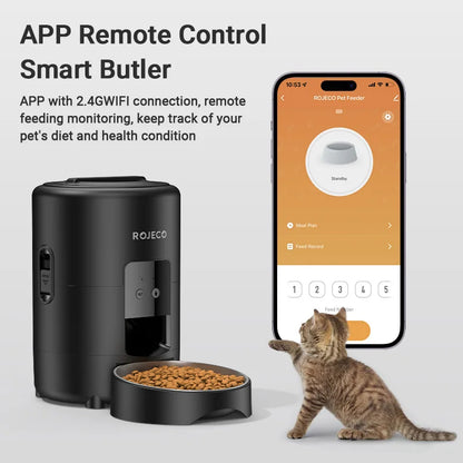 🐾 ROJECO Smart Automatic Pet Feeder 2L | WiFi Ταΐστρα για Γάτες & Σκύλους | Χρονοπρογραμματισμός, APP Control & Ασφαλές Κλείδωμα
