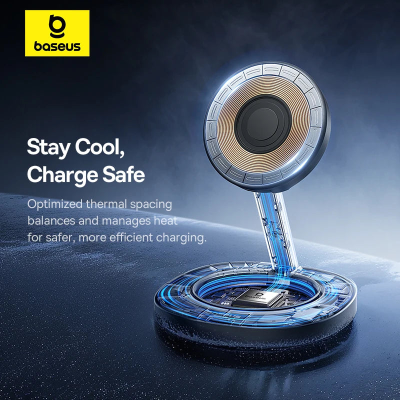 Baseus Qi2 15W Foldable Magnetic Wireless Charger Stand – Προσαρμόσιμη Βάση Φόρτισης για iPhone & AirPods