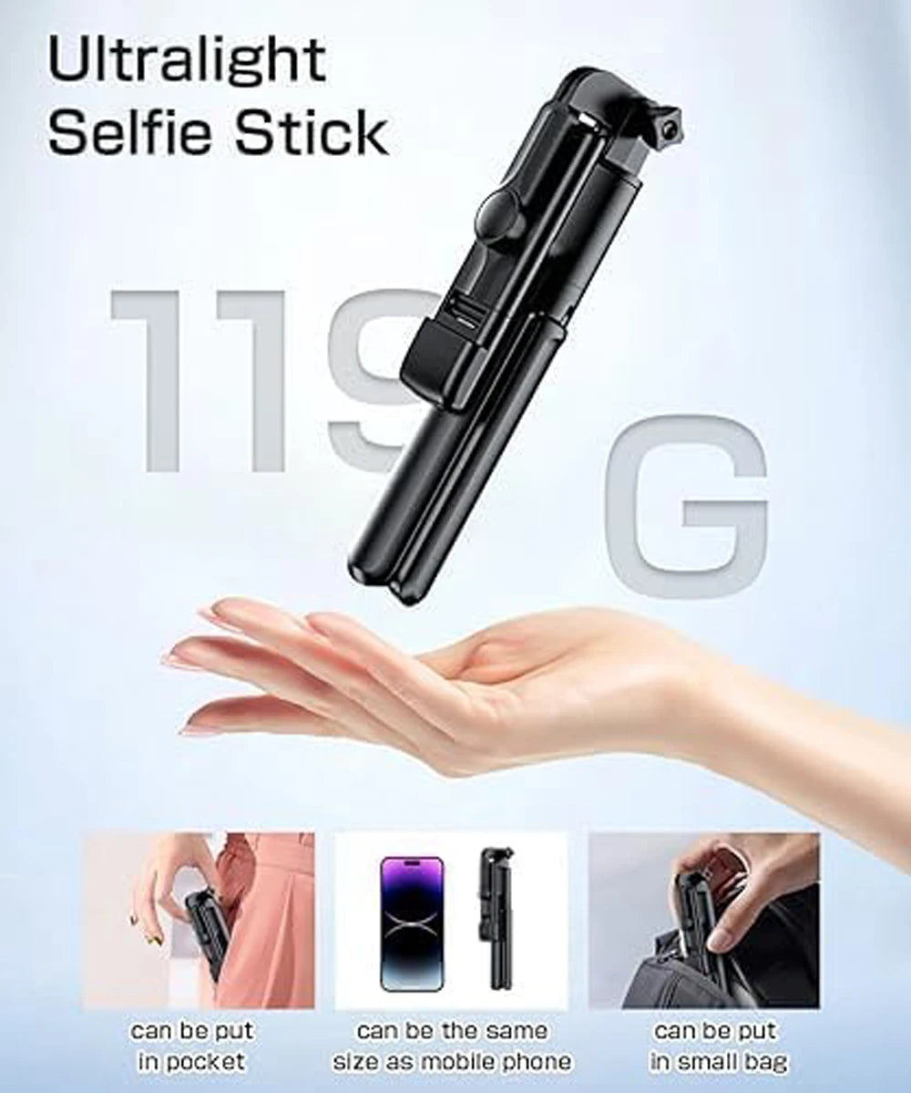 🤳📸 Bluetooth Wireless Selfie Stick Tripod με Remote & LED Light 💡 – Επεκτεινόμενο Τρίποδο για iPhone & Android