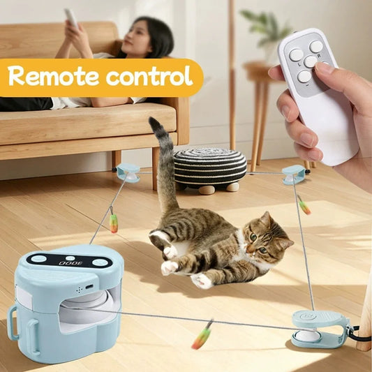 🐱 Smart Interactive Cat Toy με Ρόδες & Τηλεχειρισμό – Αυτόματο Παιχνίδι Κυνηγιού για Κατοικίδια