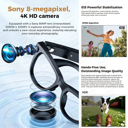 GUHUAVMI M02 Ultra AI Smart Glasses – AI Smart Glasses with Camera, Translation, 32GB & Bluetooth 5.3