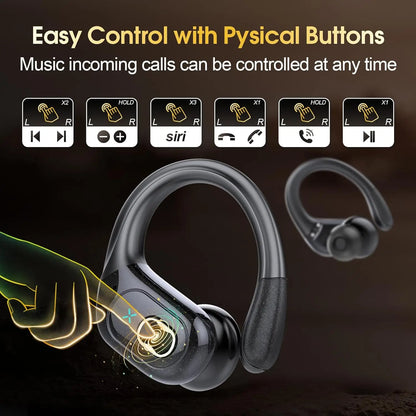 Wireless Sport Earbuds Bluetooth 5.4 with Earhooks, ANC, LED Display & up to 75 Hours of Battery Life
