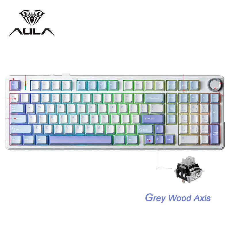 AULA F99PRO – Gaming Mechanical Keyboard με 99 Πλήκτρα & Knob Τριπλή σύνδεση, Gasket κατασκευή & DIY δυνατότητες για τους απαιτητικούς gamers και creators!
