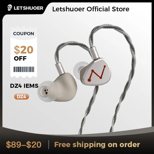 🎧 LETSHUOER DZ4 – In-Ear Monitor HIFI με 3 Δυναμικούς Οδηγούς
