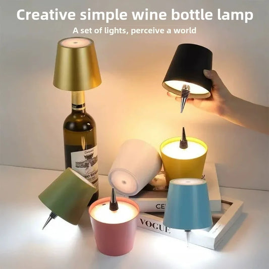 🍷💡 Ασύρματο Επιτραπέζιο Φωτιστικό «Bottle Lamp» – Ρυθμιζόμενο με Αφή, 3 Χρώματα & Stepless Dimming 🌙✨