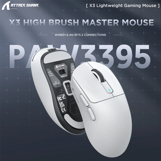 🦈 Attack Shark X3 Tri-Mode Wireless Gaming Mouse – PAW3395, 26000DPI, Ultra Lightweight 🖱️🔥 Pro-level απόδοση με 3 τρόπους σύνδεσης, 49g βάρος & PixArt αισθητήρα – για esports, streamers και creators!