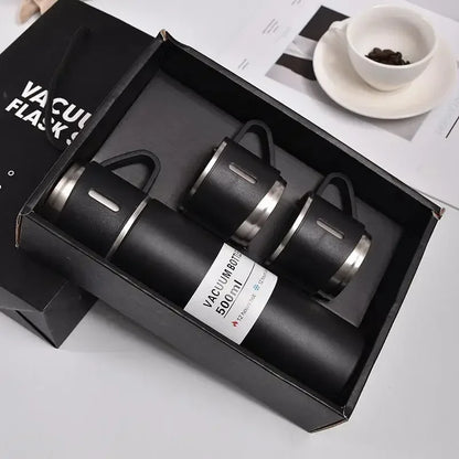🥂🔥 Θερμός 500ml Σετ | 🖤 Business Style Design | ❄️🔥 Ανοξείδωτο 304 | 👩‍❤️‍👨 Ζευγάρια / Δώρο / Γραφείο
