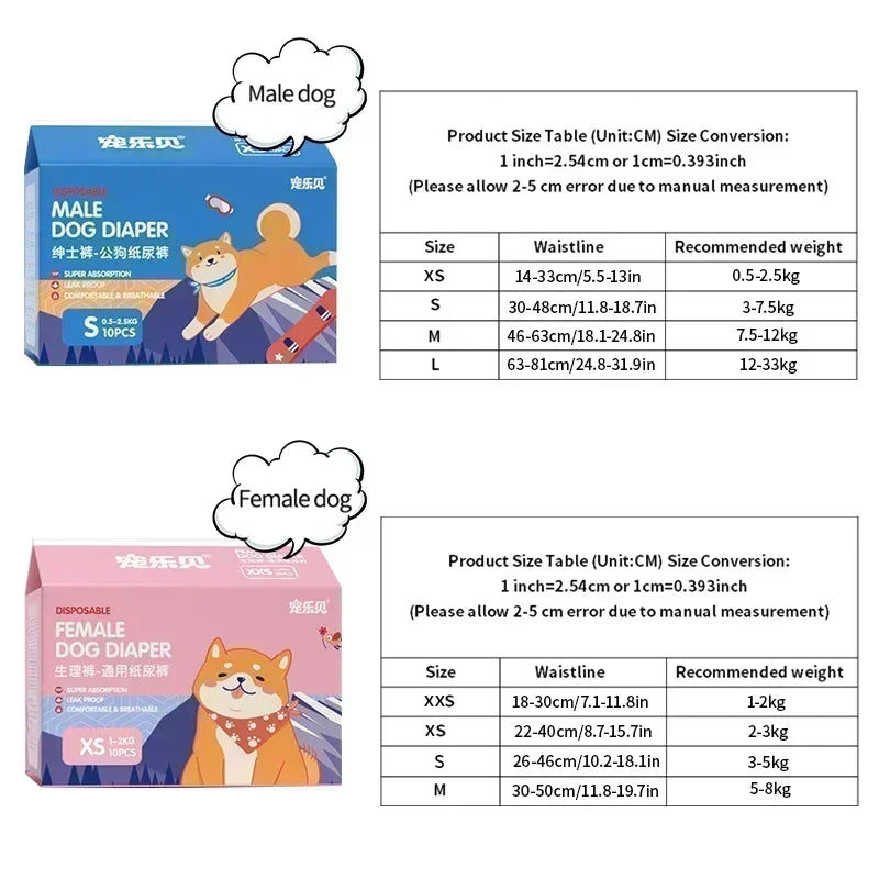 🐶 10τμχ Υπεραπορροφητικές Πάνες για Κατοικίδια – Super Absorbent Pet Diapers | Μίας Χρήσης, Αντιδιαρροϊκές & Άνετες για Σκύλους & Γάτες (Αρσενικά & Θηλυκά)