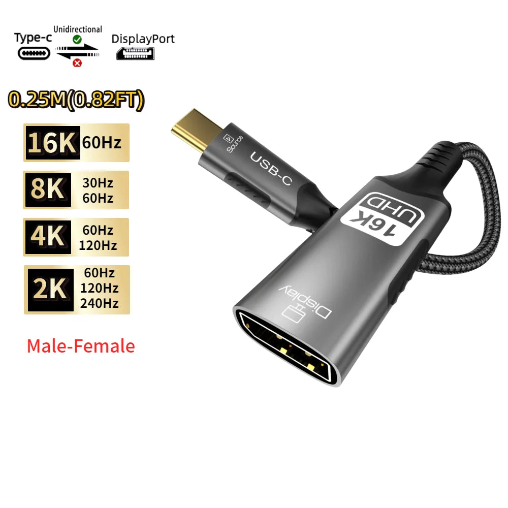 Καλώδιο USB-C σε DisplayPort 2.1 – 16K / 8K Ultra Performance