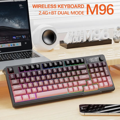 🎮⌨️🖱️ FREEWOLF M96 Wireless Bluetooth Keyboard + X7 Mouse Kit – Gaming Combo με Smart Screen & RGB ✨