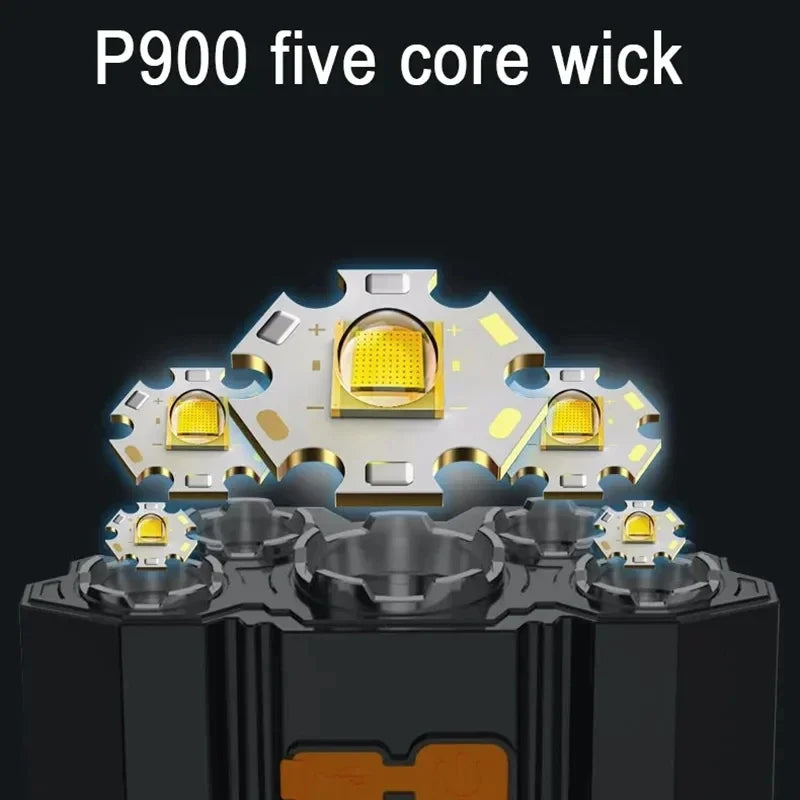 🔦 5 LED Επαναφορτιζόμενος Φακός Κεφαλής με Ενσωματωμένη Μπαταρία – Αδιάβροχος για Camping, Ψάρεμα & Περιπέτεια