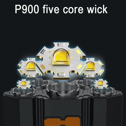 🔦 5 LED Επαναφορτιζόμενος Φακός Κεφαλής με Ενσωματωμένη Μπαταρία – Αδιάβροχος για Camping, Ψάρεμα & Περιπέτεια