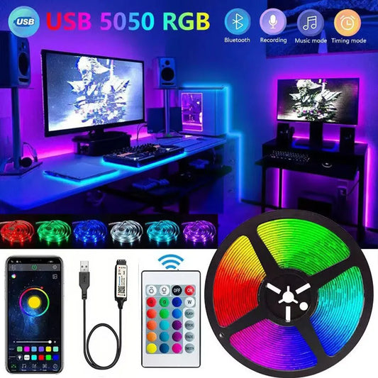 🌈📱 RGB LED Strip Lights – Smart Bluetooth SMD 5050 με APP & 24Key Remote ✨ Για TV Backlight & Home Decor
