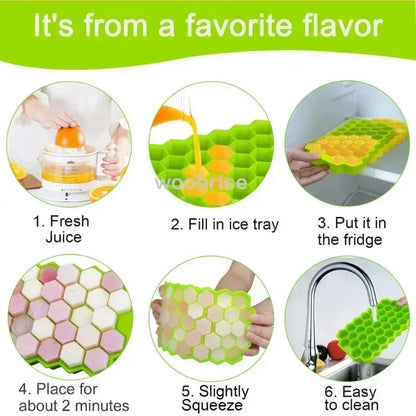 🧊🍯 Honeycomb Ice Cube Trays – Σιλικονούχα Φόρμα Παγάκια Κυψέλης με Καπάκι ✨ (1/2/4 τεμάχια)